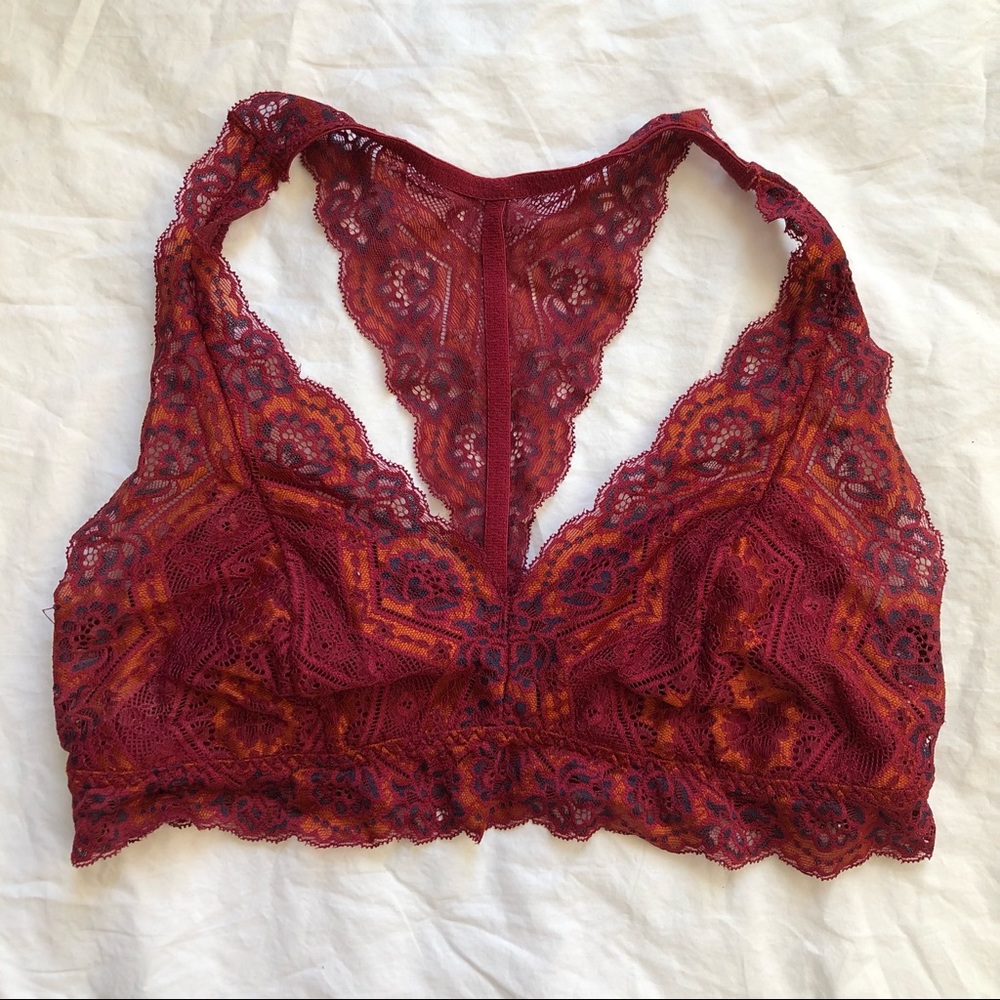 Burgundy Lace Racerback Bralette Size M